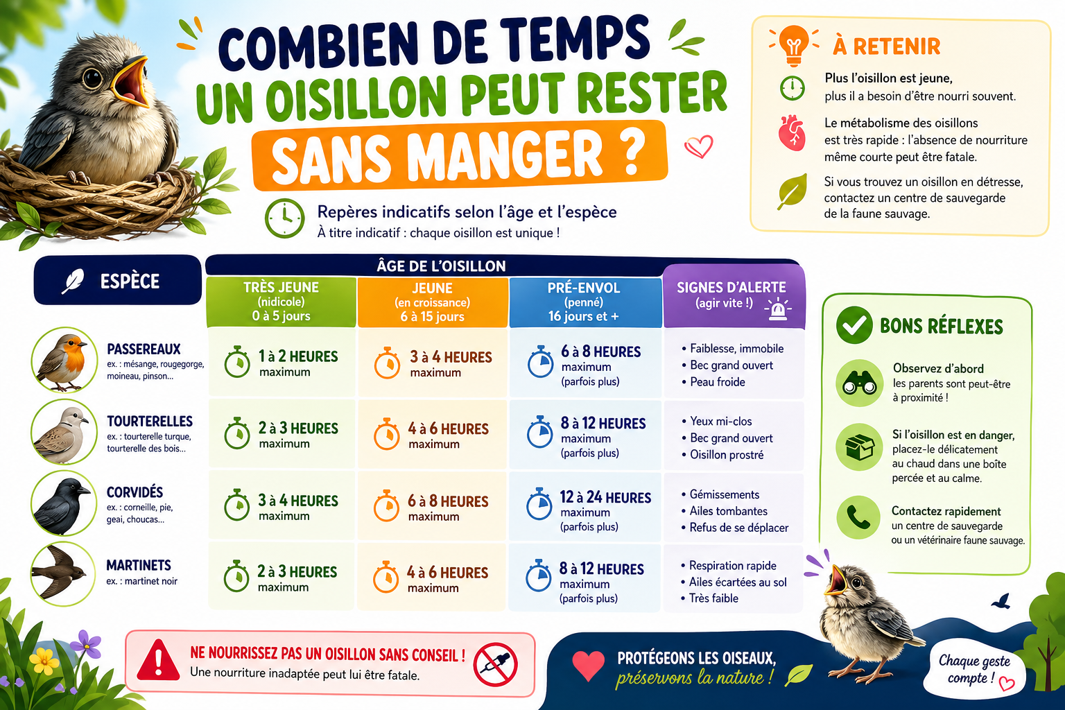 infographie-combien-de-temps-un-oisillon-peut-rester-sans-mang-1777118278588 Combien de temps un oisillon peut rester sans manger selon son âge et son espèce ?