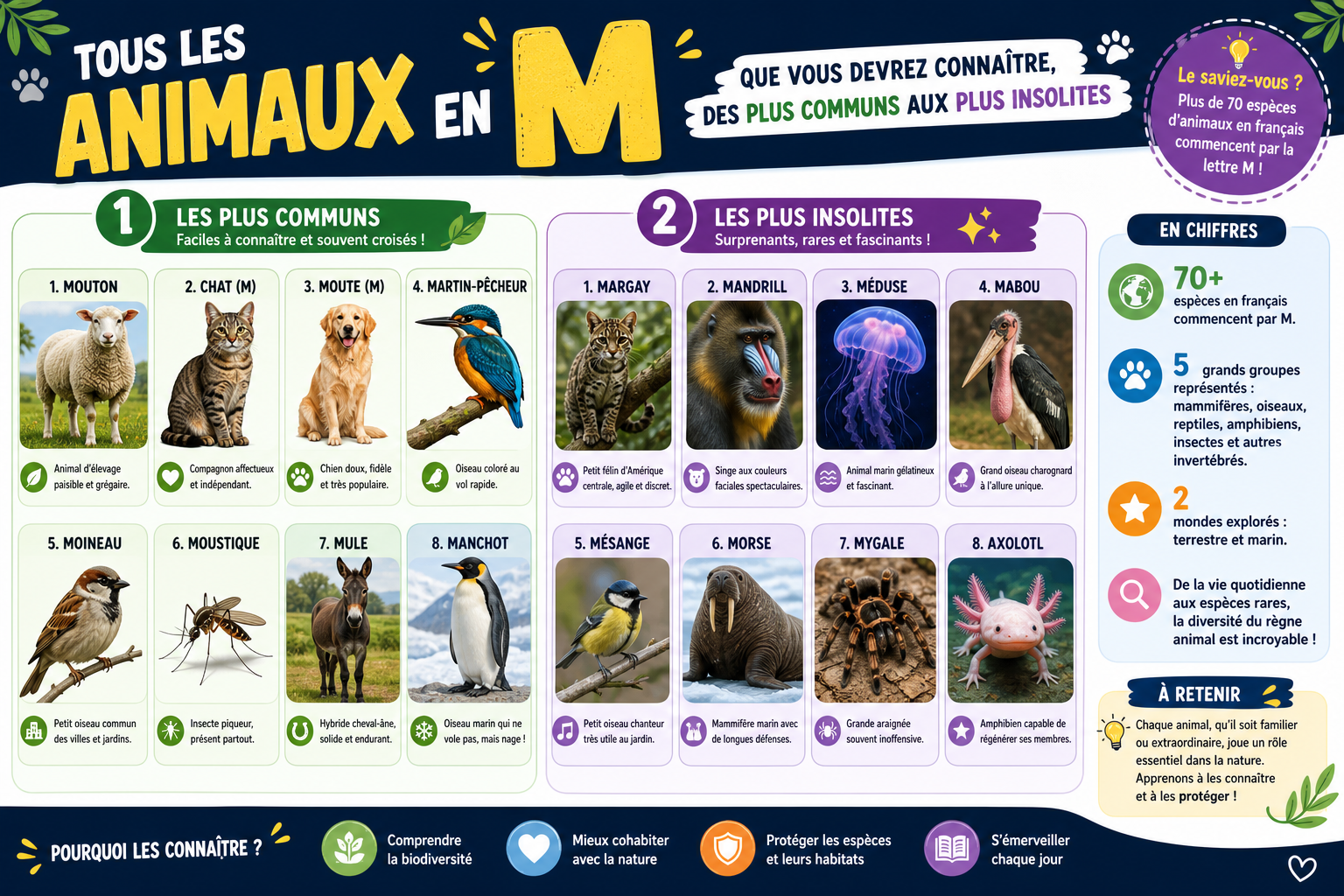infographie-tous-les-animaux-en-m-que-vous-devriez-conna-tre-d-1777626871507 Tous les animaux en M que vous devriez connaître, des plus communs aux plus insolites