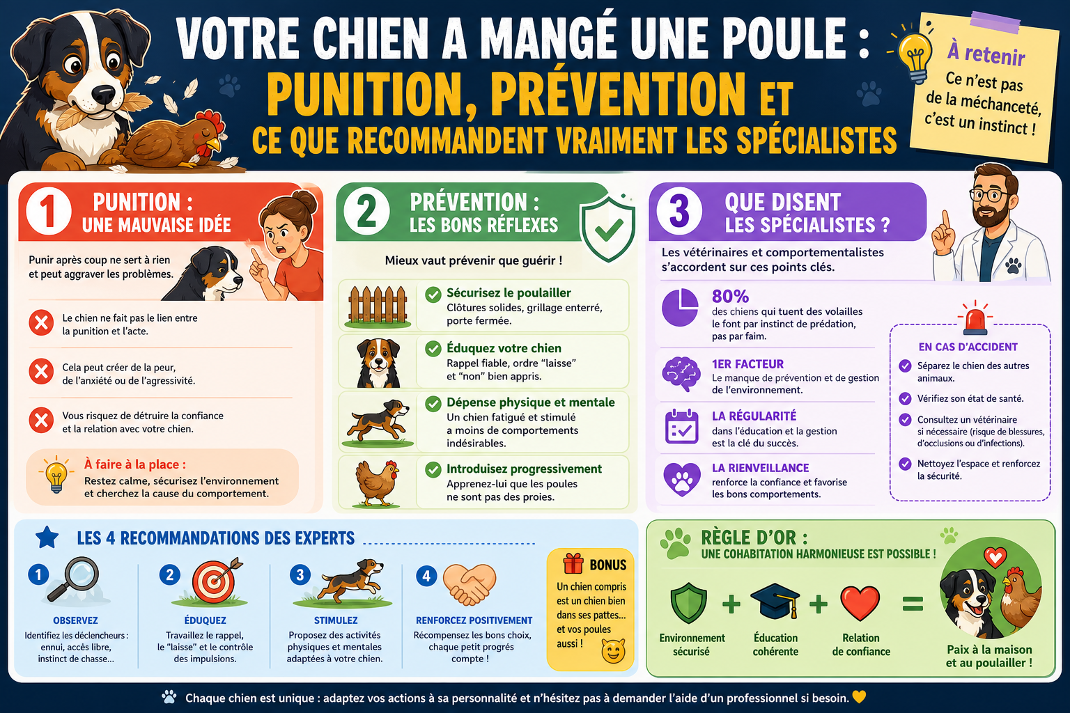 infographie-votre-chien-a-mang-une-poule-punition-pr-vention-e-1777627745860 Votre chien a mangé une poule : punition, prévention et ce que recommandent vraiment les spécialistes